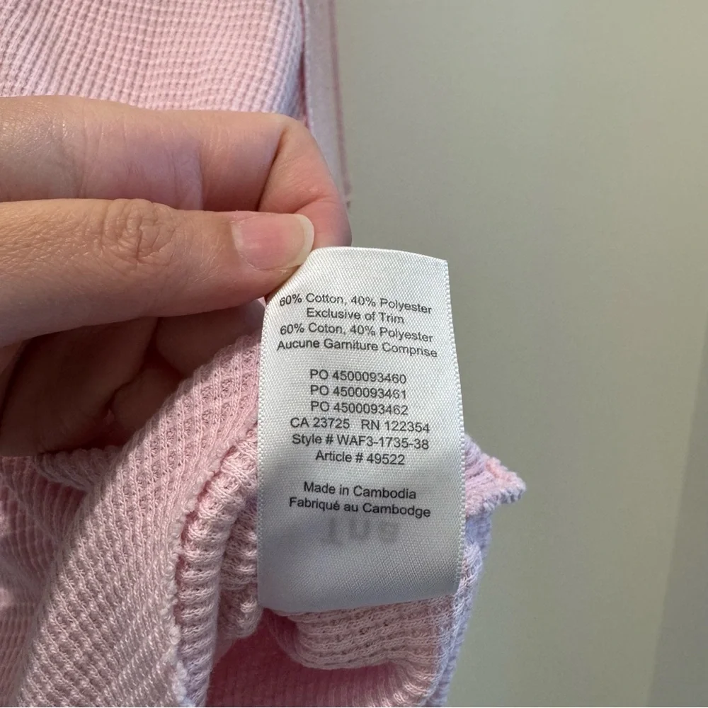 Aritzia Tna Alder Thermal Waffle knit long sleeve light pink  Size M